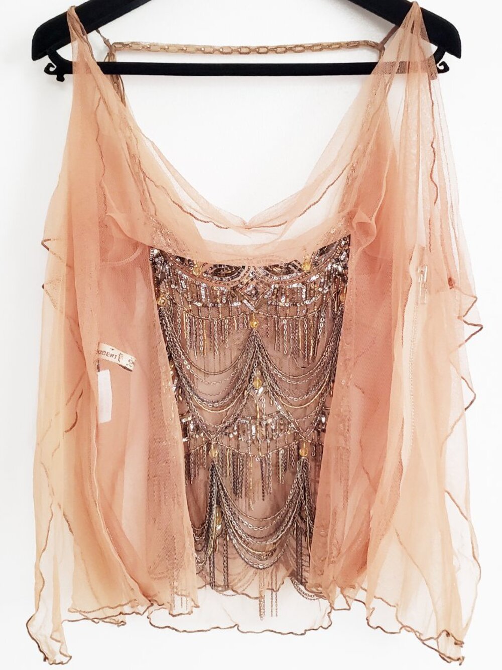 Robert Cary Williams One of A Kind Vintage Mixed Chain Silk Mesh Top Nude NWT SM